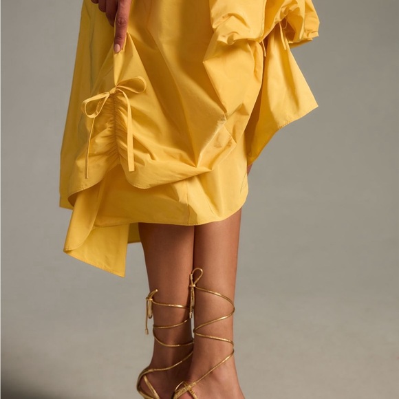 Anthropologie Yellow Strapless Dress with High-Low Hemline - Picture 9 of 11